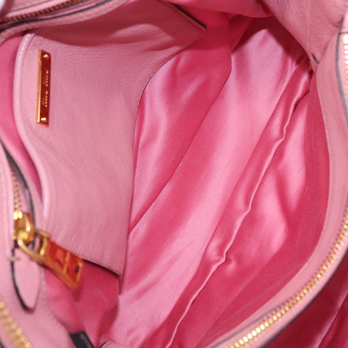 Miu Miu Hand Bag Leather 2way Pink Gold Auth BA16056A
