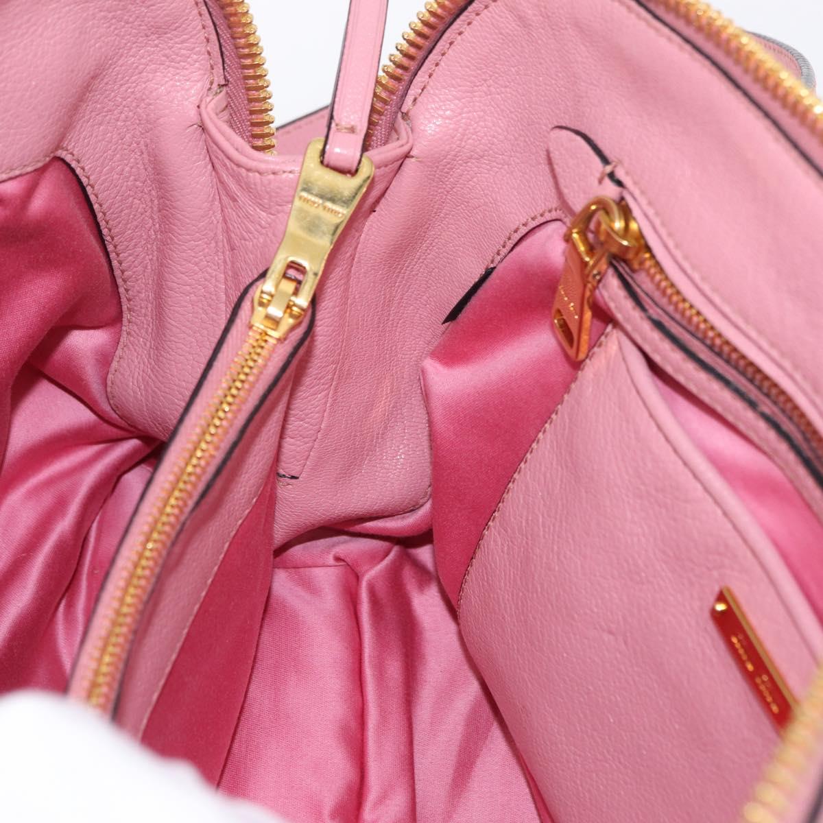 Miu Miu Hand Bag Leather 2way Pink Gold Auth BA16056A