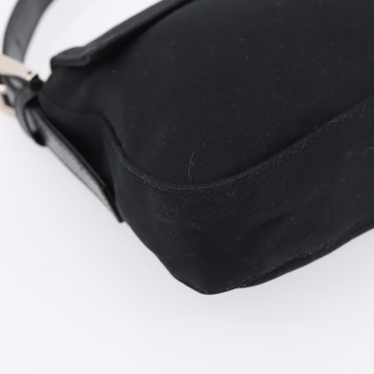 FENDI Mamma Baguette Shoulder Bag Cotton Jersey Black Silver Auth BA16066A