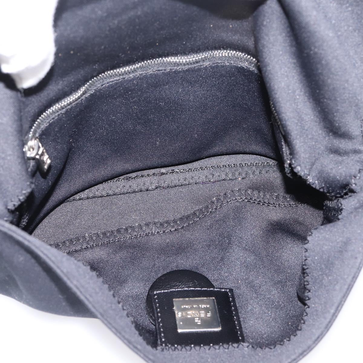FENDI Mamma Baguette Shoulder Bag Cotton Jersey Black Silver Auth BA16066A