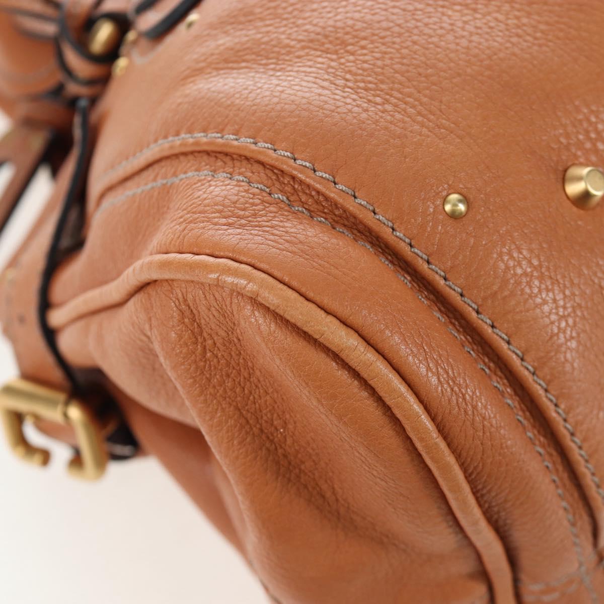 Chloe Paddington Hand Bag Leather Brown Gold Silver Auth BA16075V