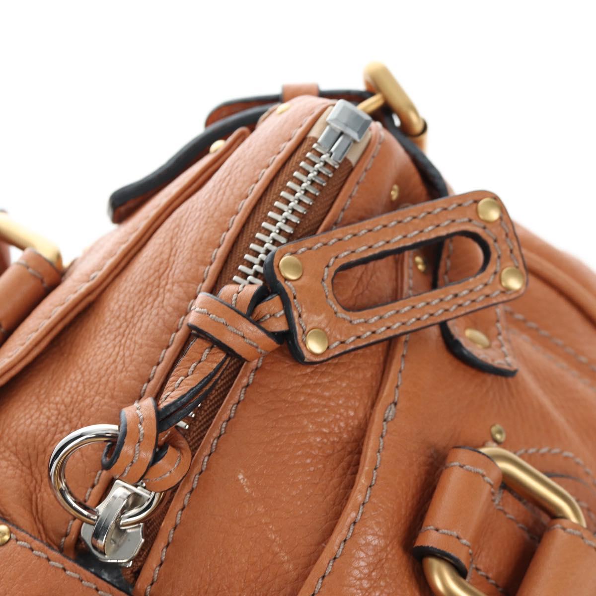 Chloe Paddington Hand Bag Leather Brown Gold Silver Auth BA16075V