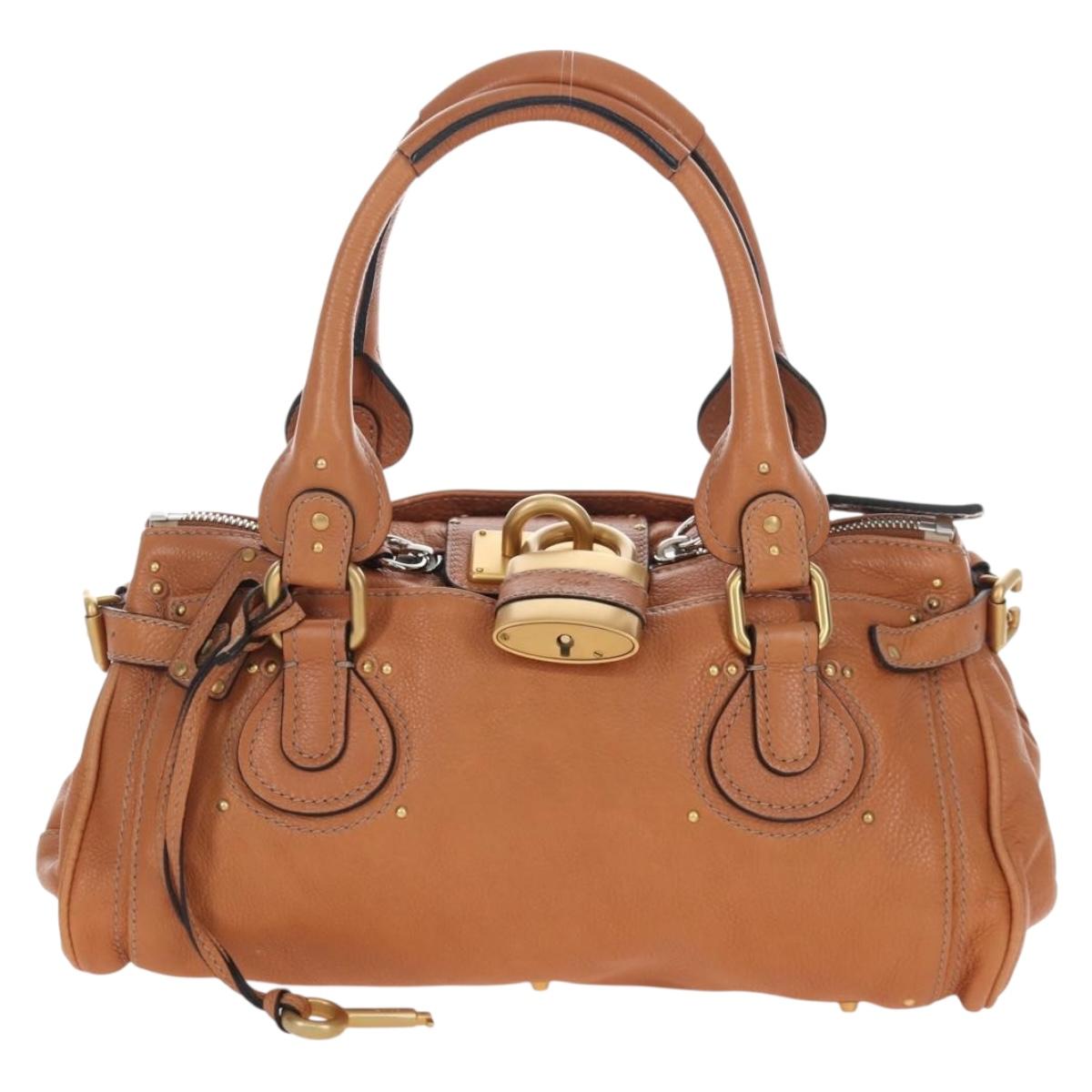 Chloe Paddington Hand Bag Leather Brown Gold Silver Auth BA16075V