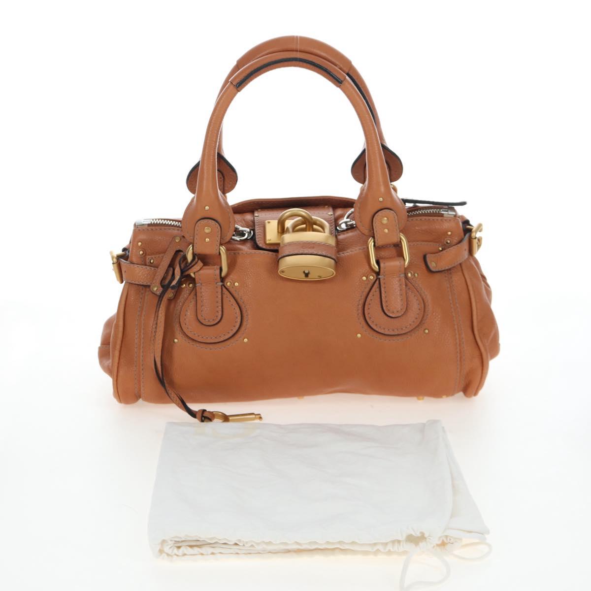 Chloe Paddington Hand Bag Leather Brown Gold Silver Auth BA16075V