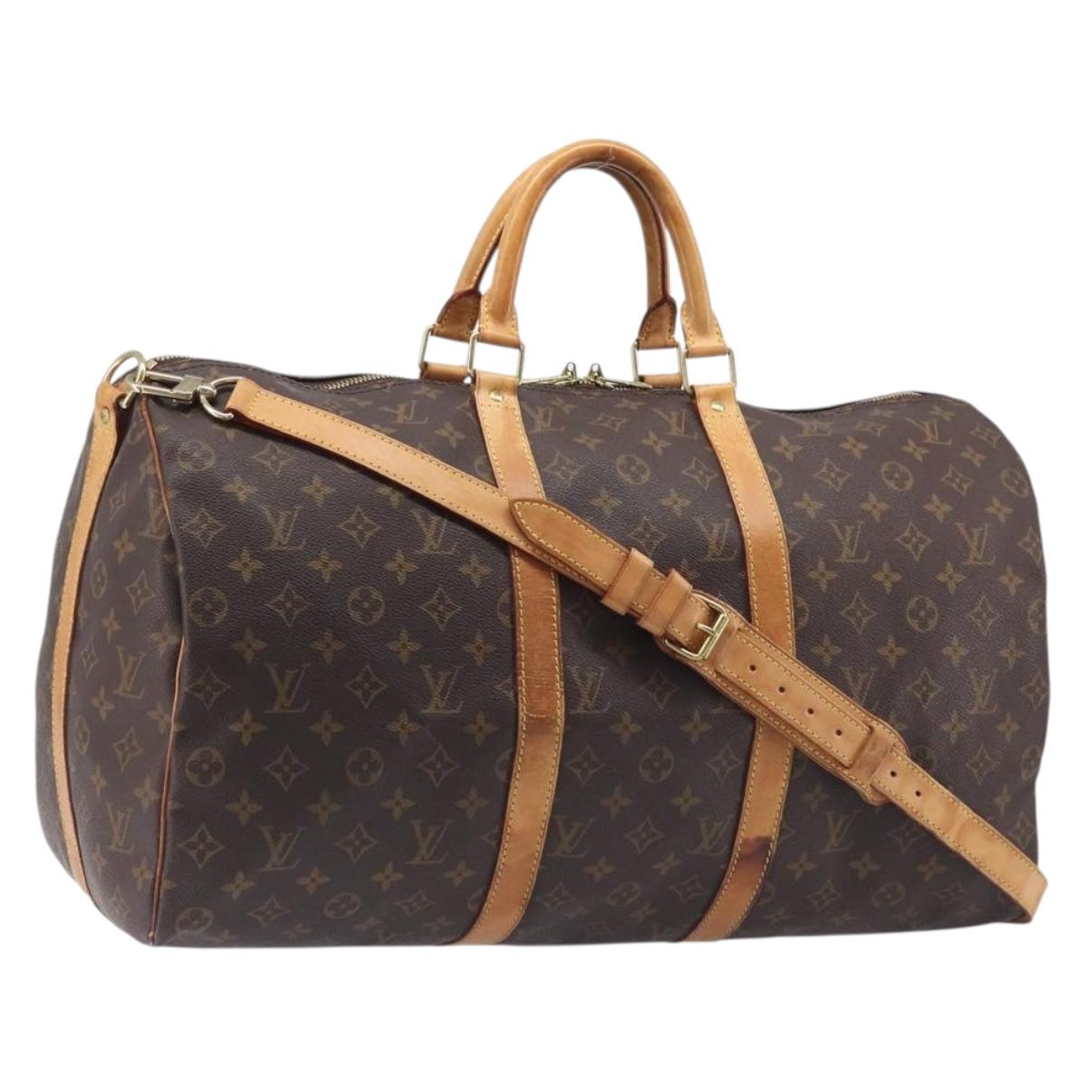 LOUIS VUITTON Monogram Keepall Bandouliere 50 Boston Bag M41416 LV Auth BA16076