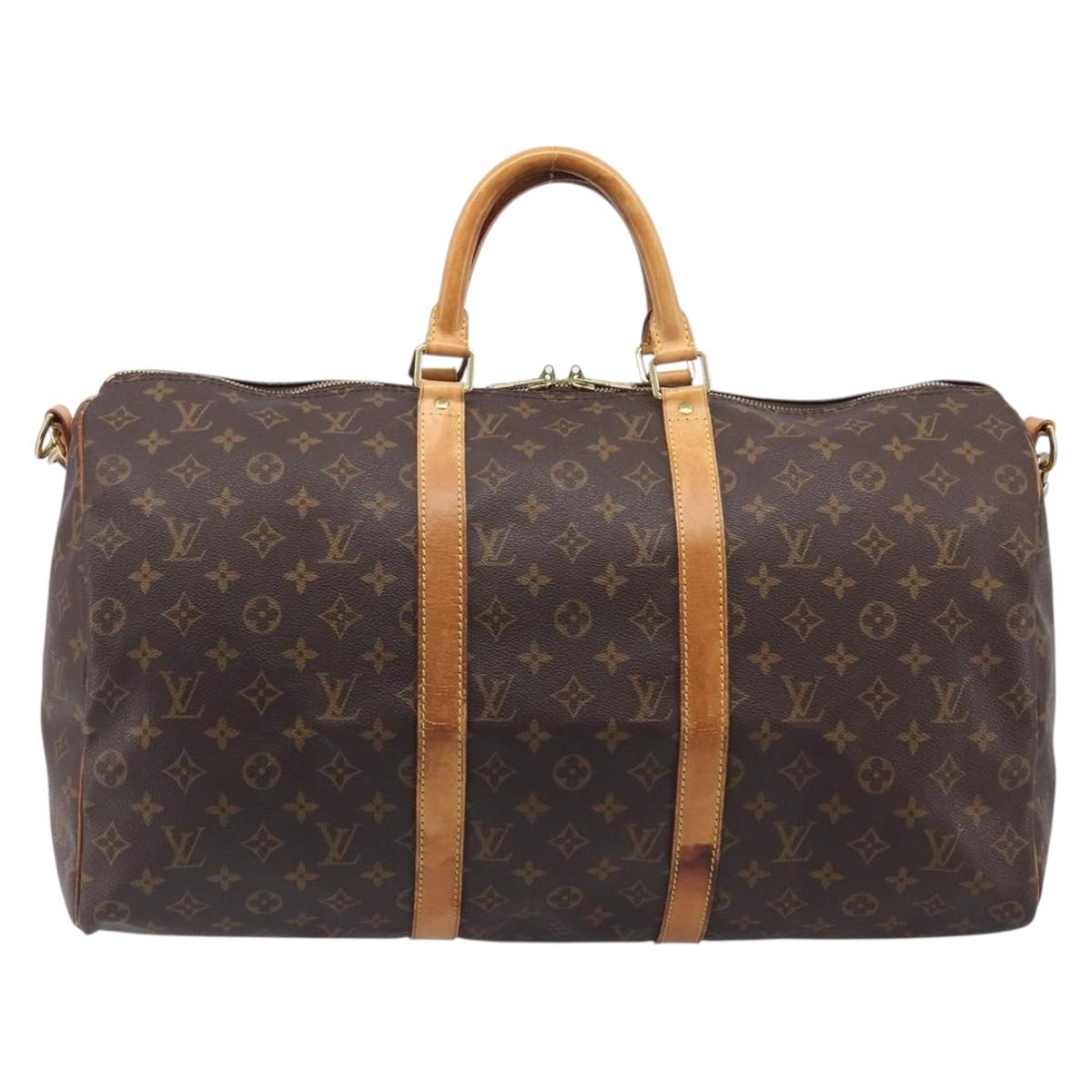 LOUIS VUITTON Monogram Keepall Bandouliere 50 Boston Bag M41416 LV Auth BA16076