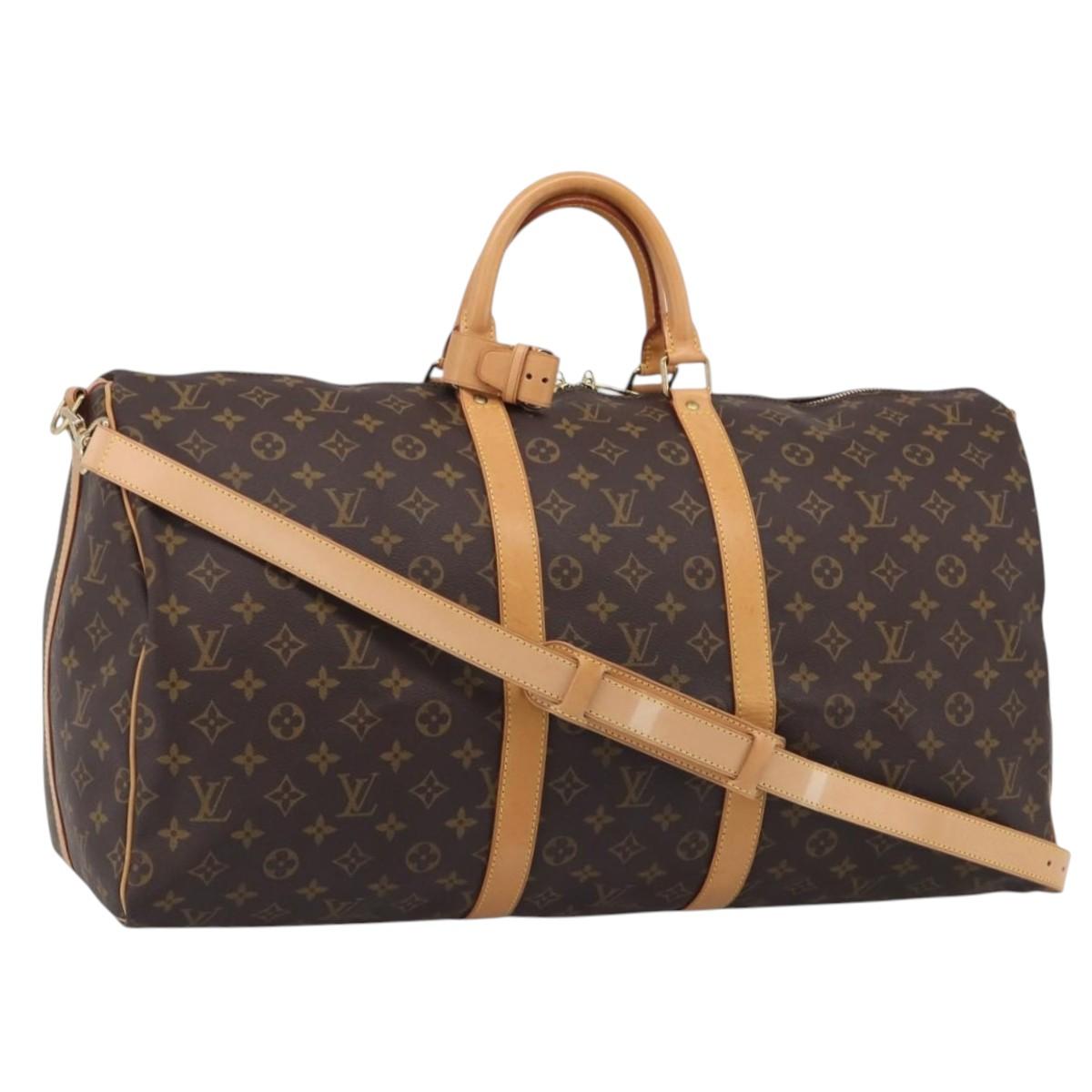 LOUIS VUITTON Monogram Keepall Bandouliere 55 Boston Bag M41414 LV Auth BA16077V