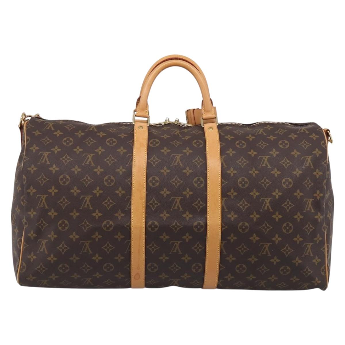 LOUIS VUITTON Monogram Keepall Bandouliere 55 Boston Bag M41414 LV Auth BA16077V