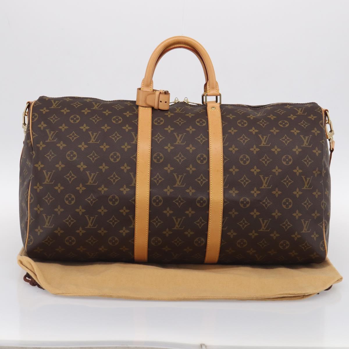LOUIS VUITTON Monogram Keepall Bandouliere 55 Boston Bag M41414 LV Auth BA16077V