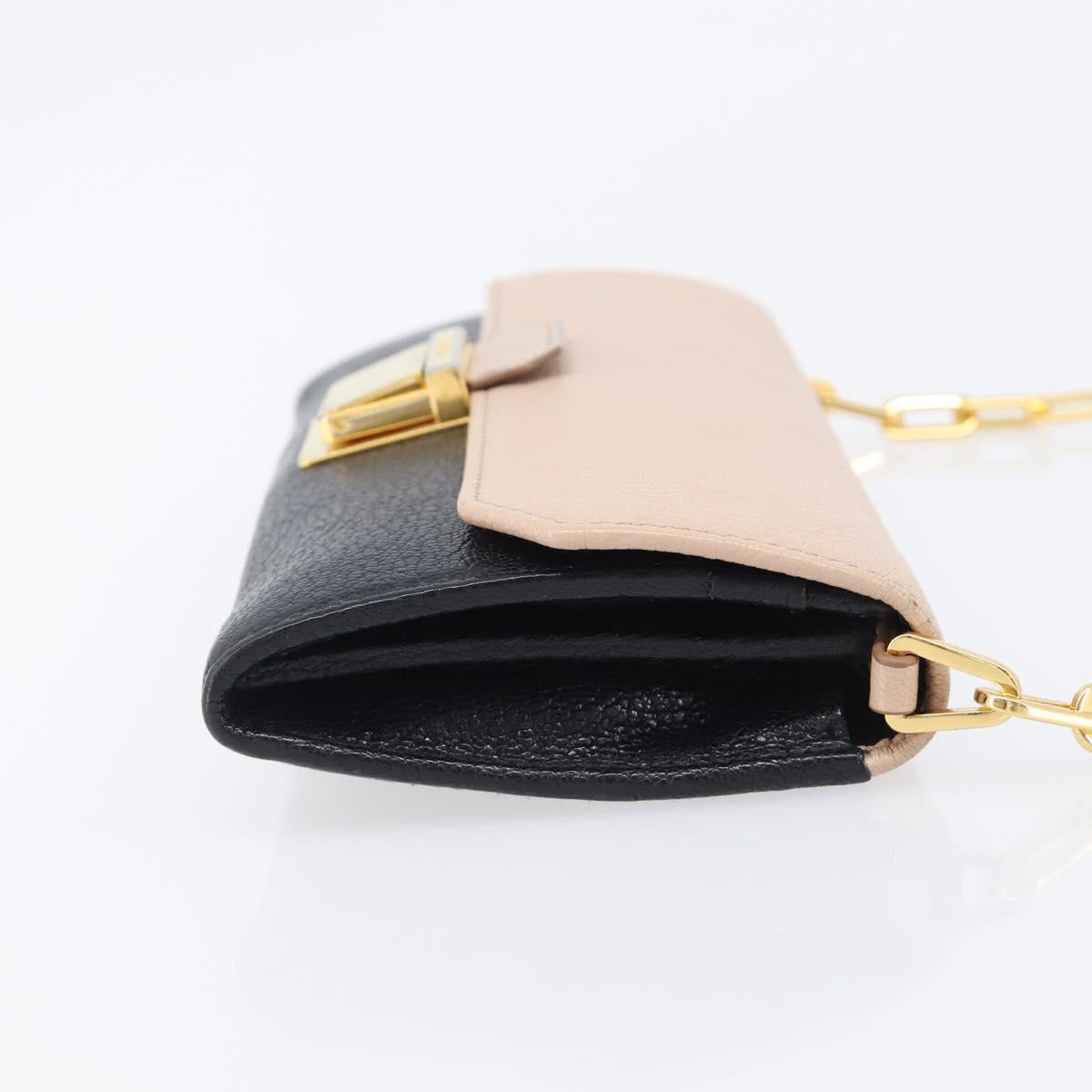 Miu Miu Chain Shoulder Wallet Leather Gold Pink Auth BA16081A