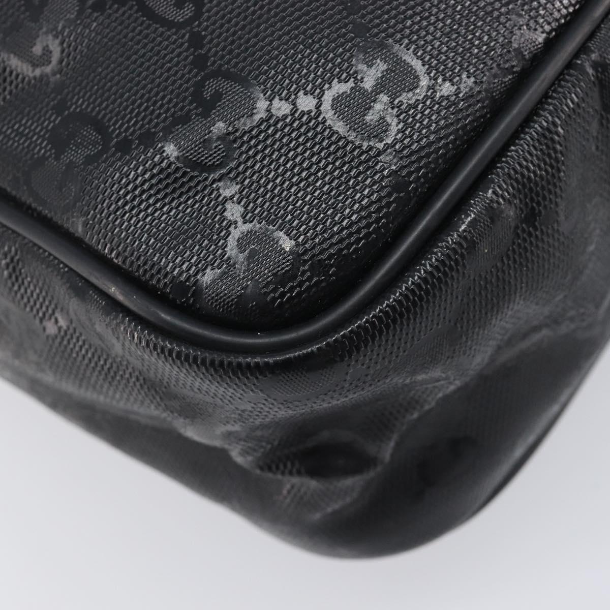 GUCCI GG Implementation Shoulder Bag Coated Canvas Black 201448 Auth BA16084
