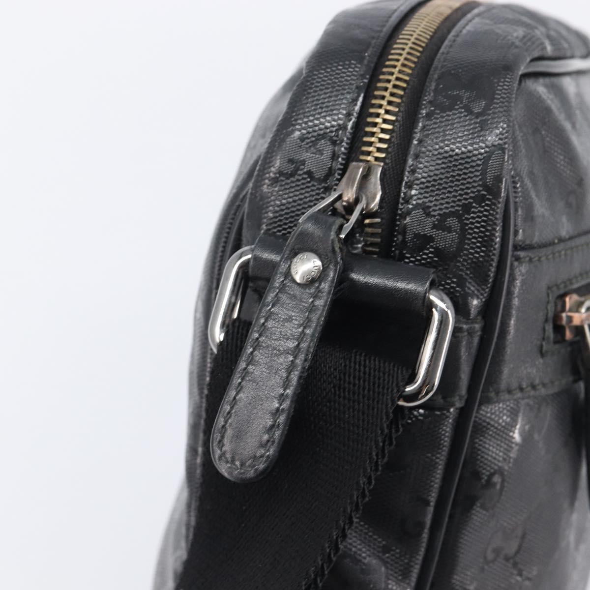 GUCCI GG Implementation Shoulder Bag Coated Canvas Black 201448 Auth BA16084