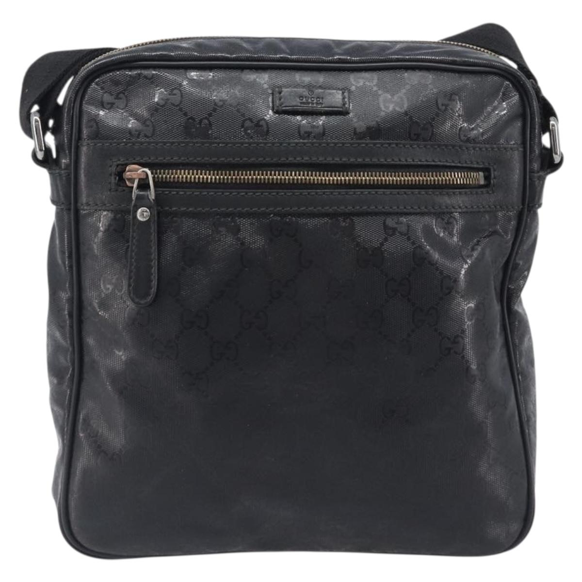 GUCCI GG Implementation Shoulder Bag Coated Canvas Black 201448 Auth BA16084