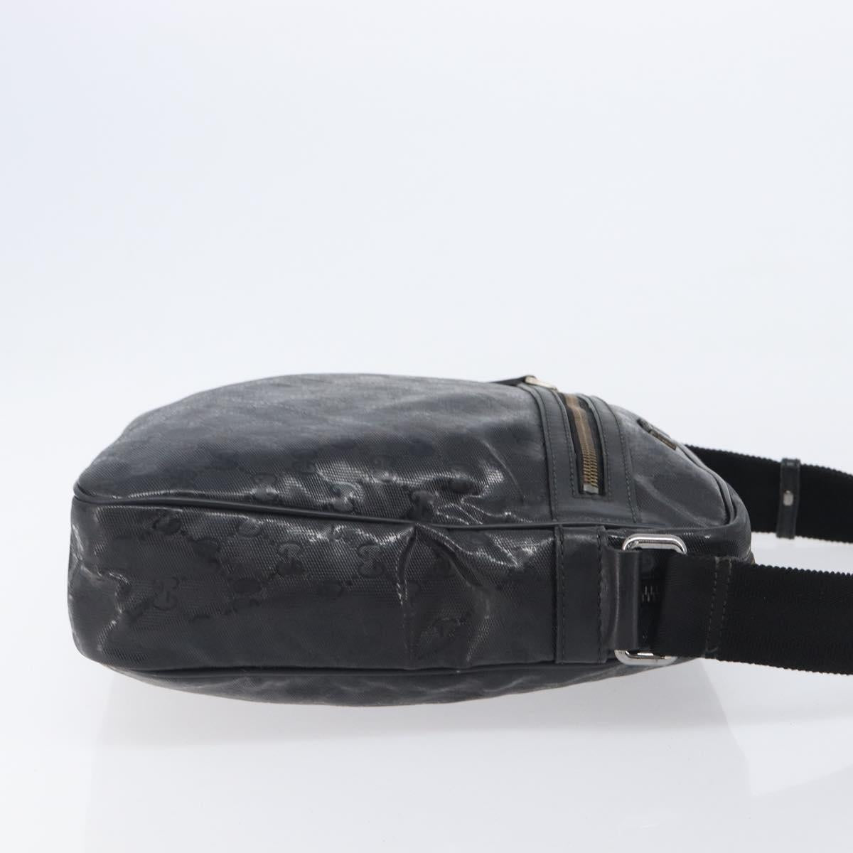 GUCCI GG Implementation Shoulder Bag Coated Canvas Black 201448 Auth BA16084