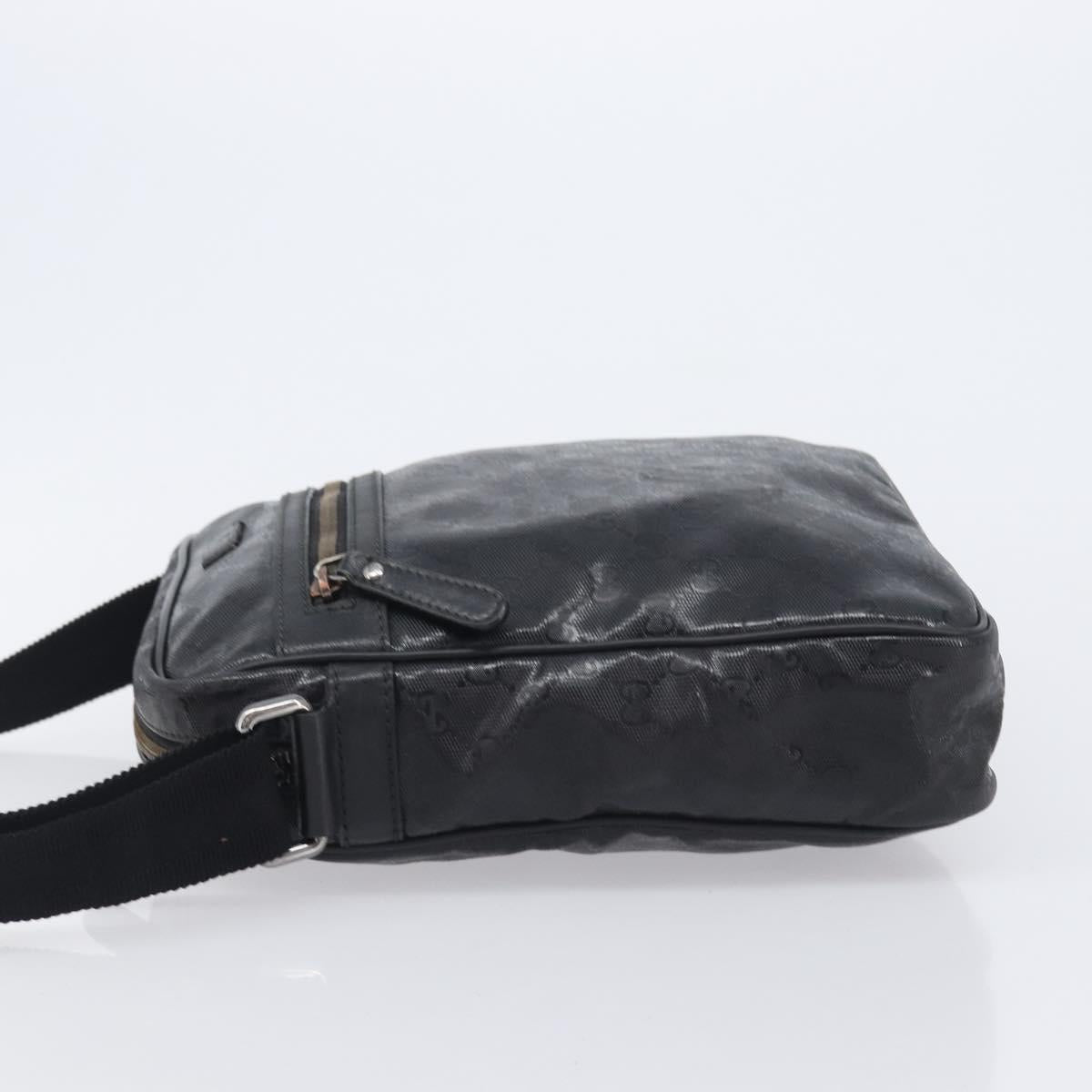 GUCCI GG Implementation Shoulder Bag Coated Canvas Black 201448 Auth BA16084