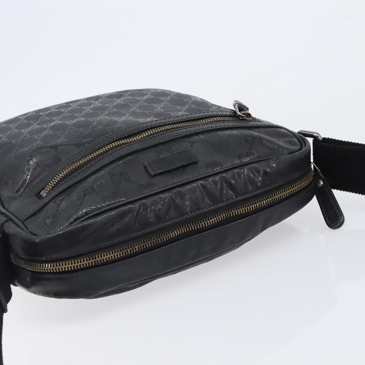 GUCCI GG Implementation Shoulder Bag Coated Canvas Black 201448 Auth BA16084