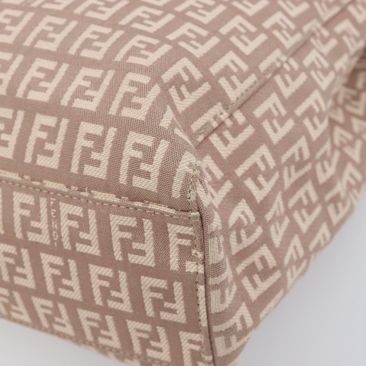 FENDI Zucchino Canvas Tote Bag Beige Gold Tone 8BH133 Auth BA16085