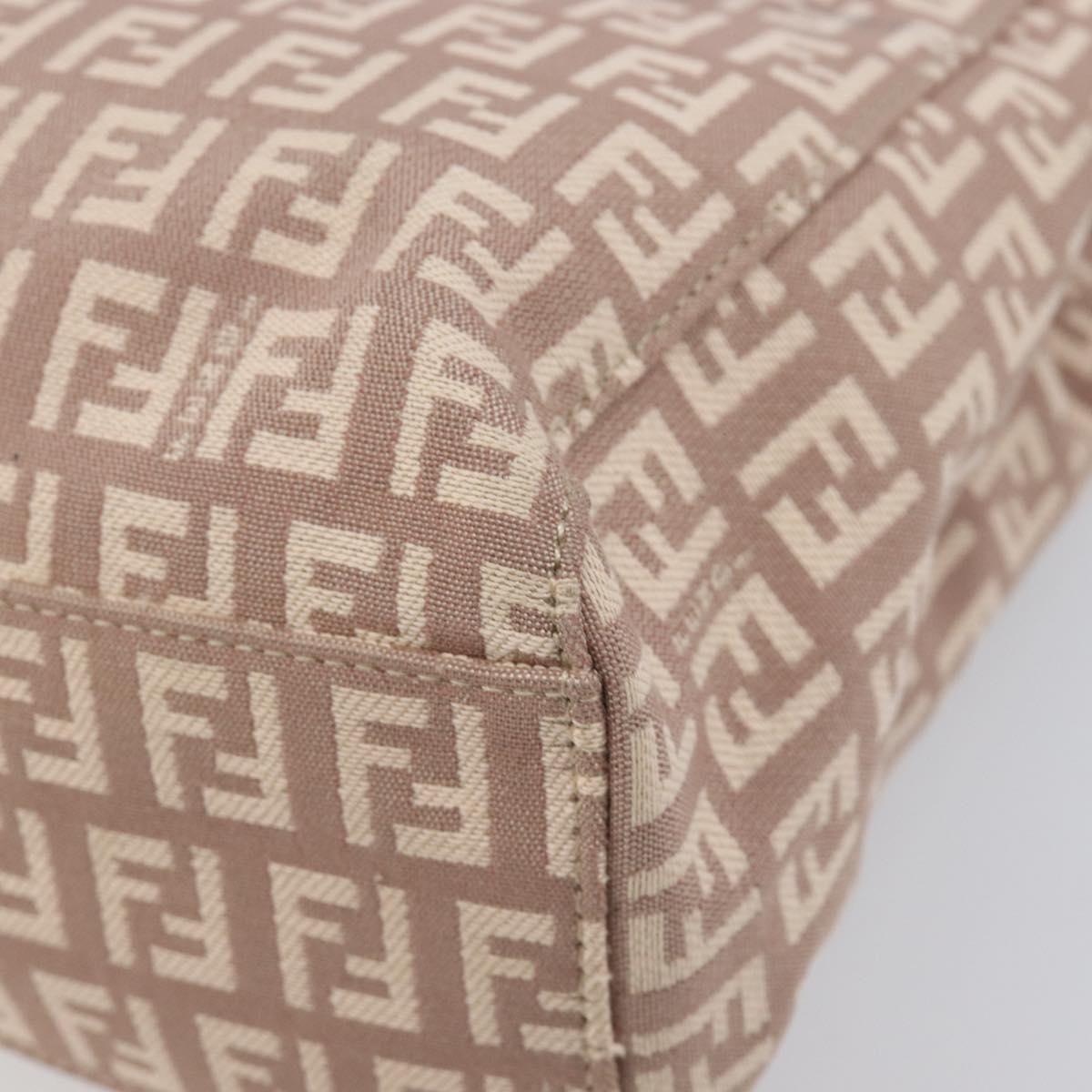 FENDI Zucchino Canvas Tote Bag Beige Gold Tone 8BH133 Auth BA16085