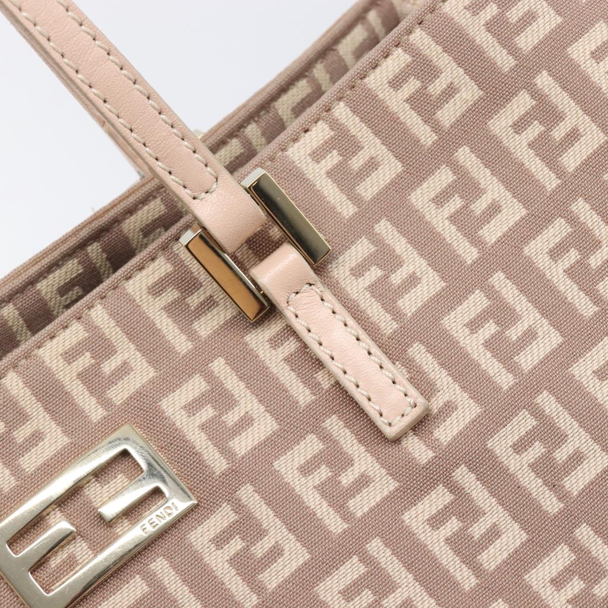 FENDI Zucchino Canvas Tote Bag Beige Gold Tone 8BH133 Auth BA16085