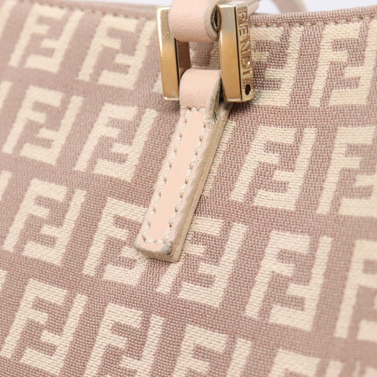 FENDI Zucchino Canvas Tote Bag Beige Gold Tone 8BH133 Auth BA16085