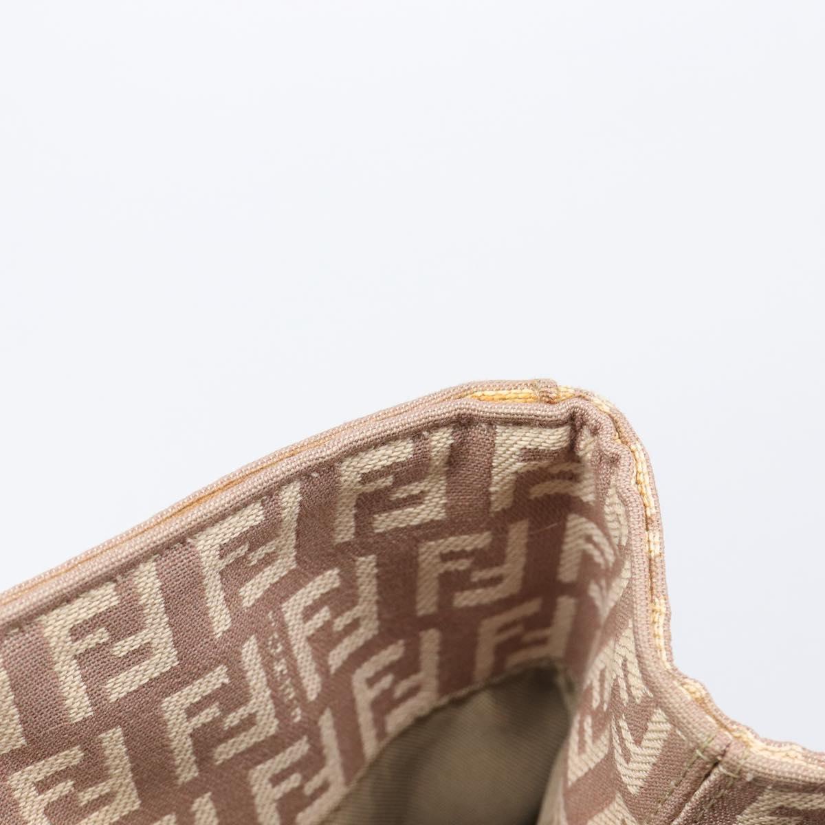 FENDI Zucchino Canvas Tote Bag Beige Gold Tone 8BH133 Auth BA16085