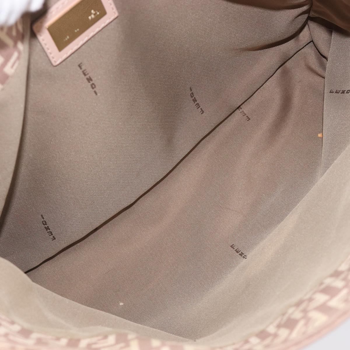 FENDI Zucchino Canvas Tote Bag Beige Gold Tone 8BH133 Auth BA16085