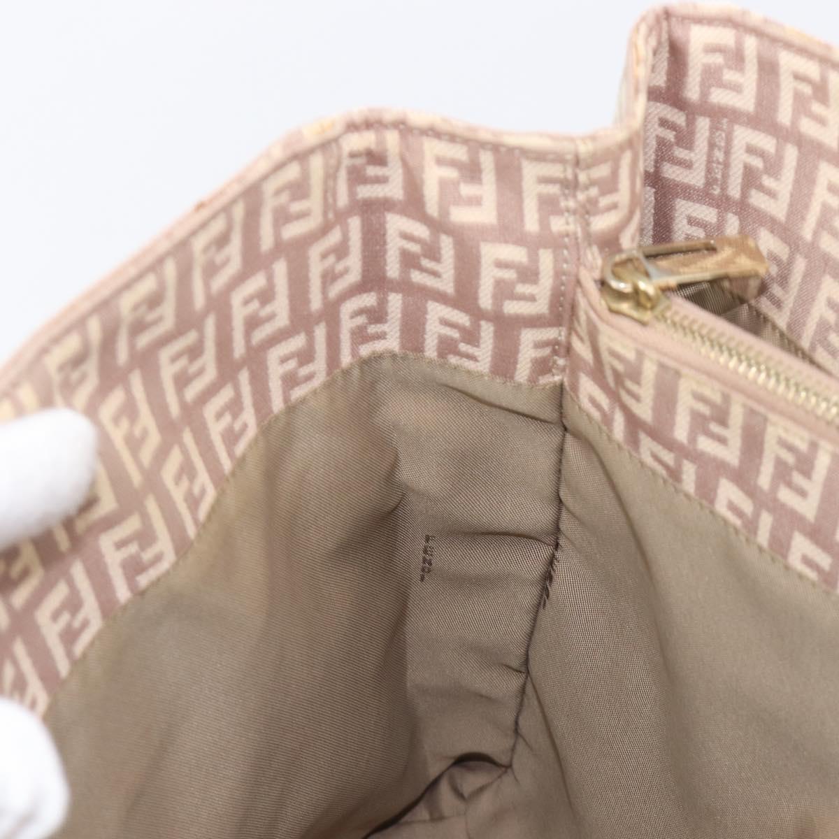 FENDI Zucchino Canvas Tote Bag Beige Gold Tone 8BH133 Auth BA16085