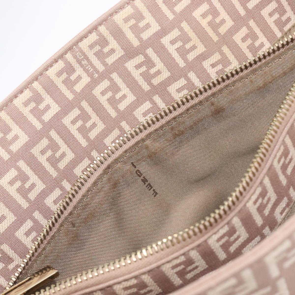 FENDI Zucchino Canvas Tote Bag Beige Gold Tone 8BH133 Auth BA16085
