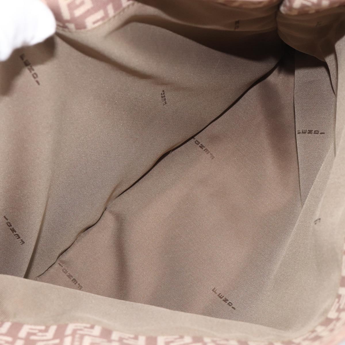 FENDI Zucchino Canvas Tote Bag Beige Gold Tone 8BH133 Auth BA16085