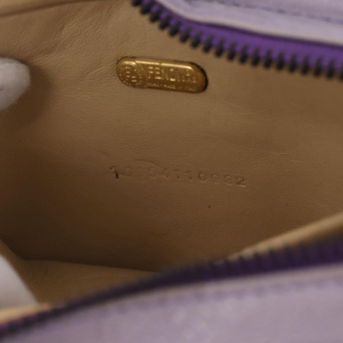 FENDI Hand Bag Leather Purple Gold Tone Auth BA16086