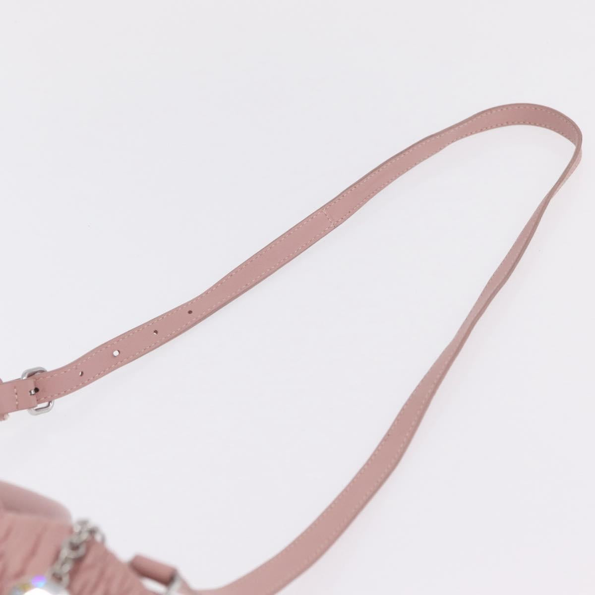 Miu Miu Matelasse Hand Bag Leather 2way Pink Silver Auth BA16088