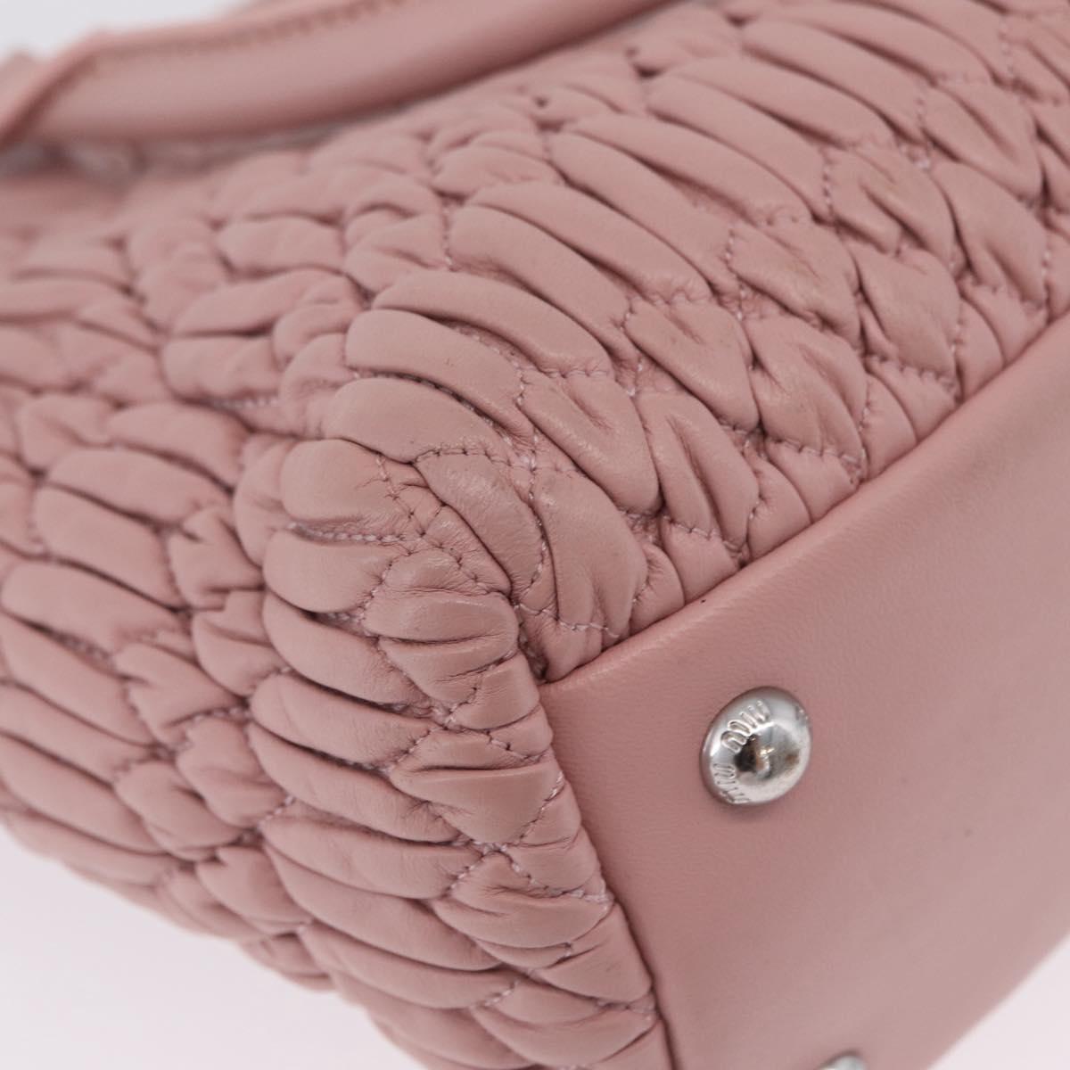 Miu Miu Matelasse Hand Bag Leather 2way Pink Silver Auth BA16088