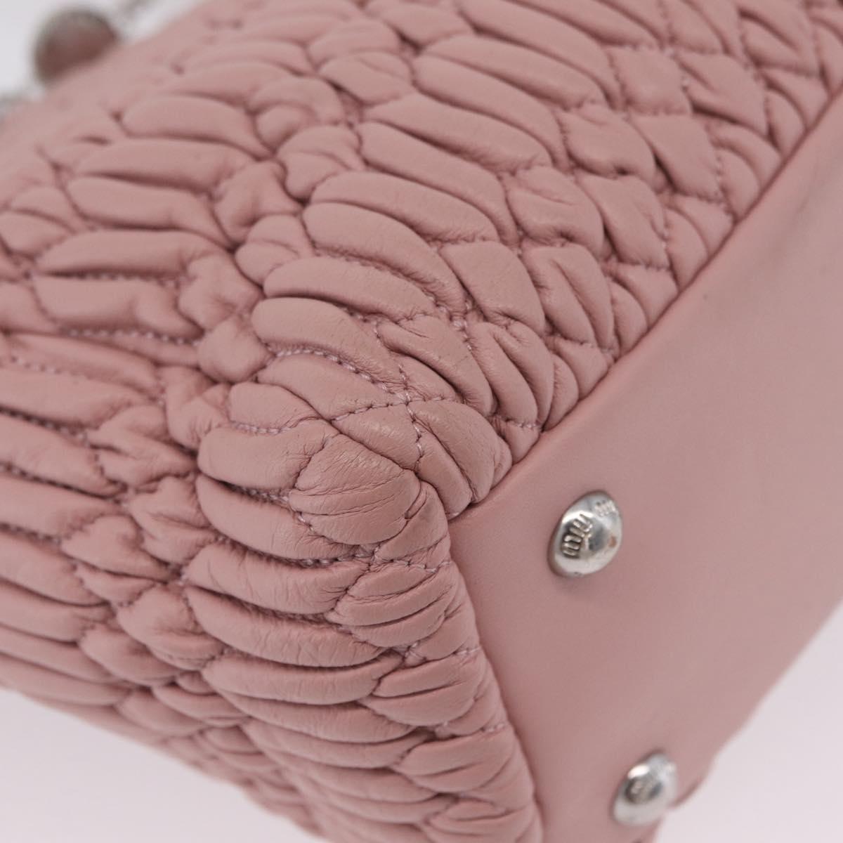 Miu Miu Matelasse Hand Bag Leather 2way Pink Silver Auth BA16088