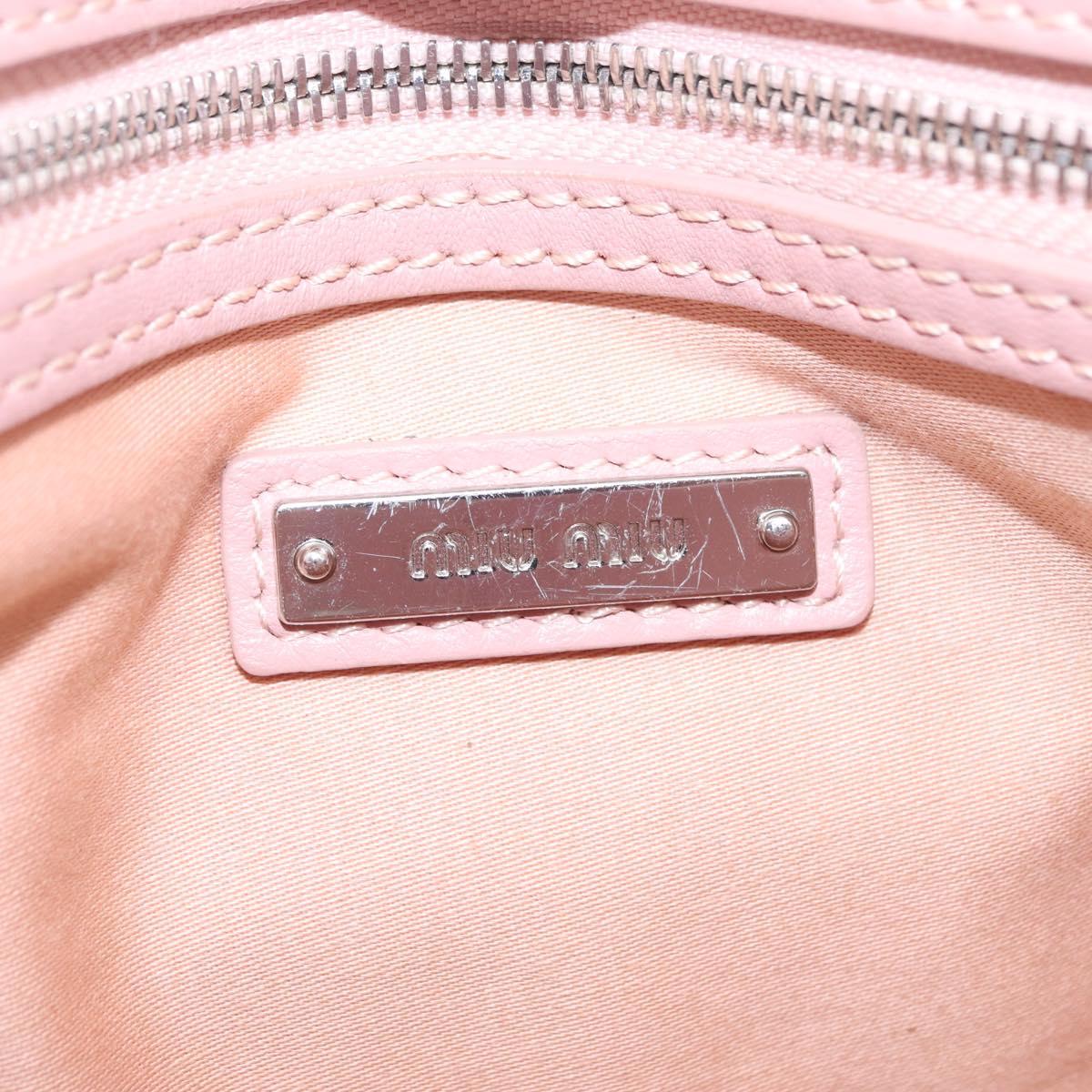 Miu Miu Matelasse Hand Bag Leather 2way Pink Silver Auth BA16088
