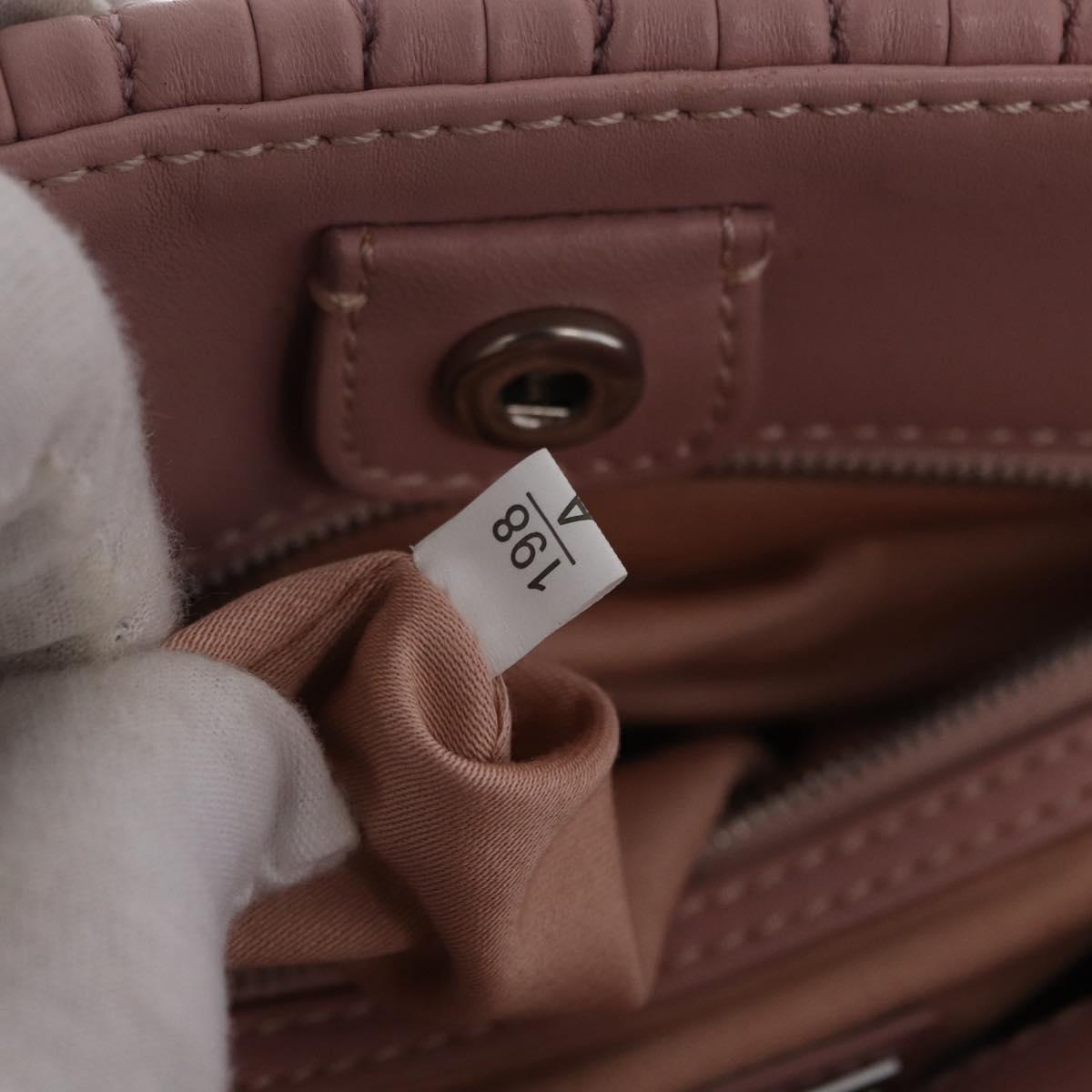 Miu Miu Matelasse Hand Bag Leather 2way Pink Silver Auth BA16088