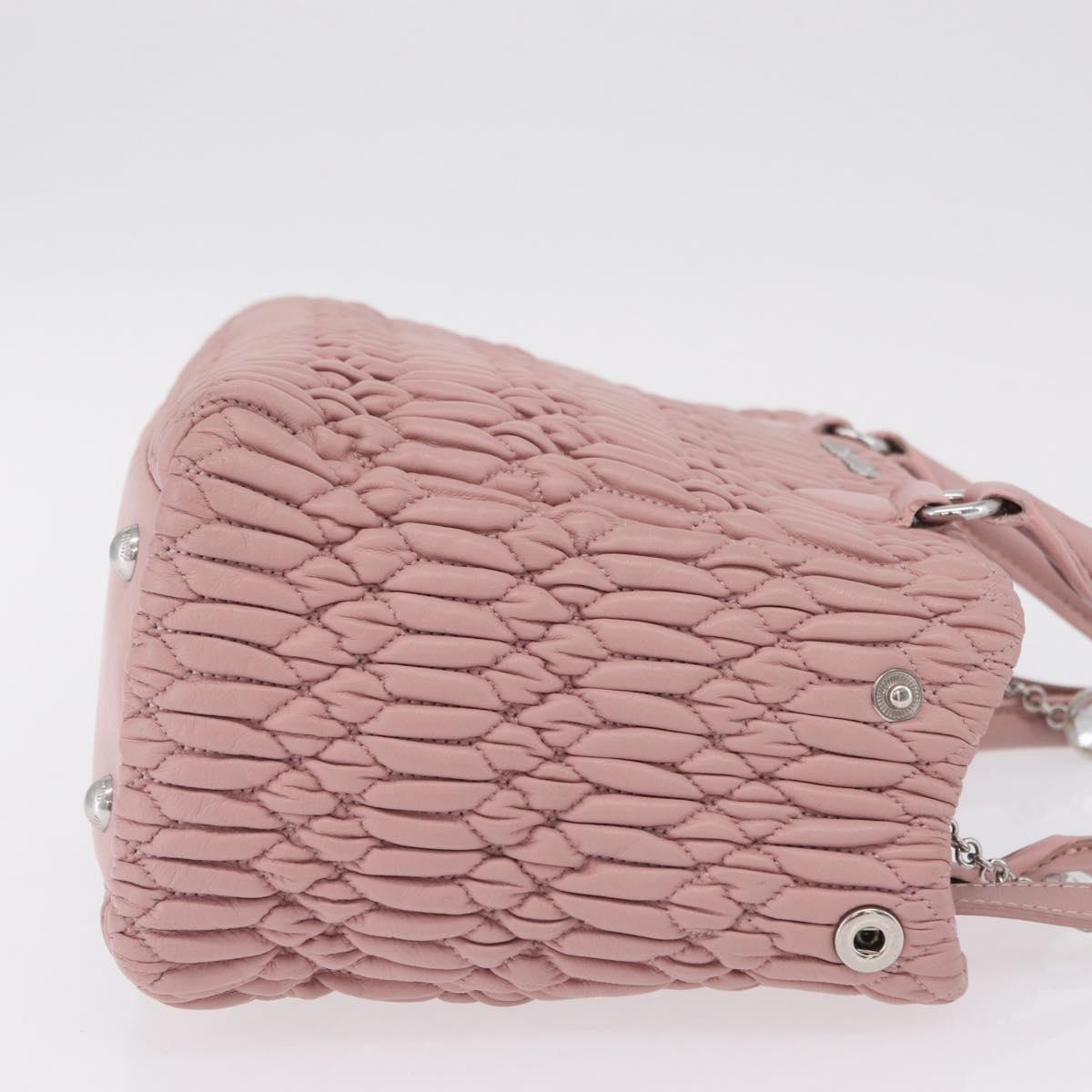 Miu Miu Matelasse Hand Bag Leather 2way Pink Silver Auth BA16088