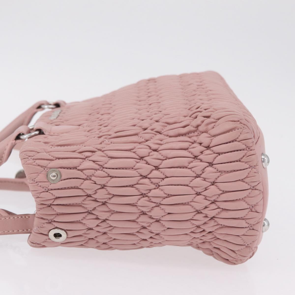 Miu Miu Matelasse Hand Bag Leather 2way Pink Silver Auth BA16088