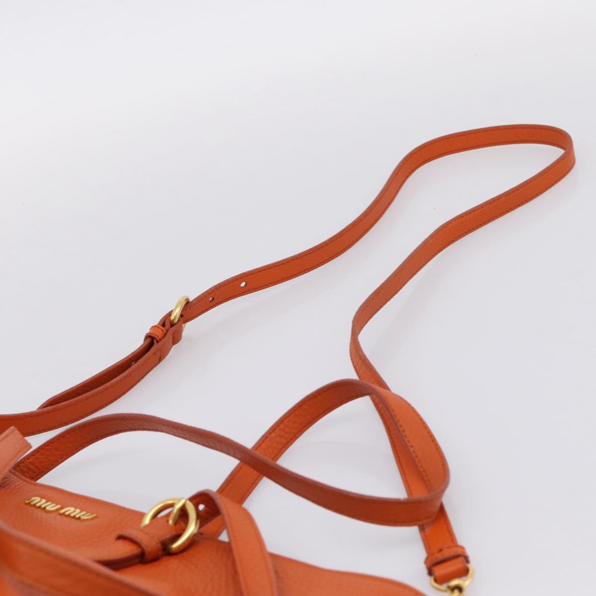 Miu Miu Tote Bag Leather 2way Orange Gold Tone Auth BA16090