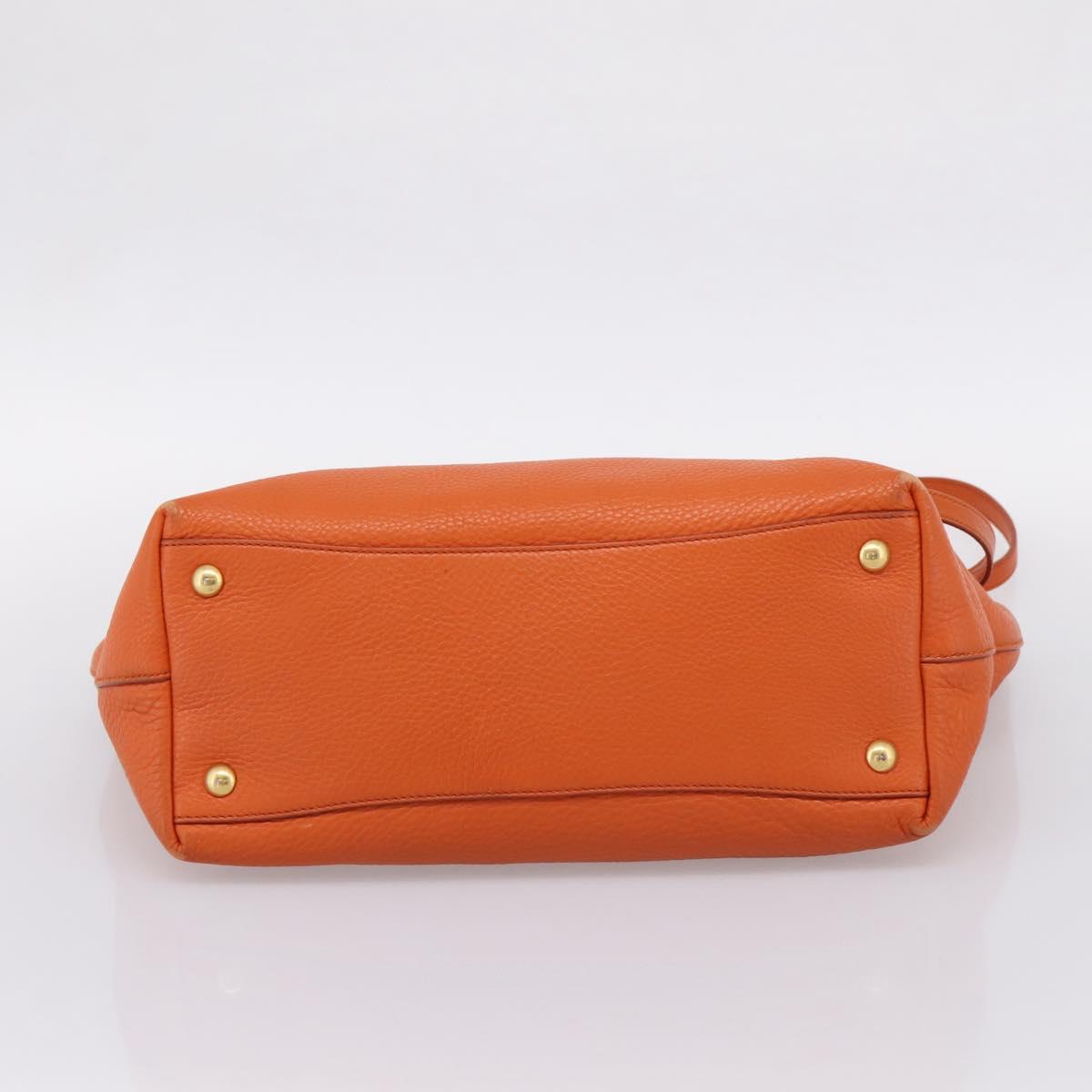 Miu Miu Tote Bag Leather 2way Orange Gold Tone Auth BA16090