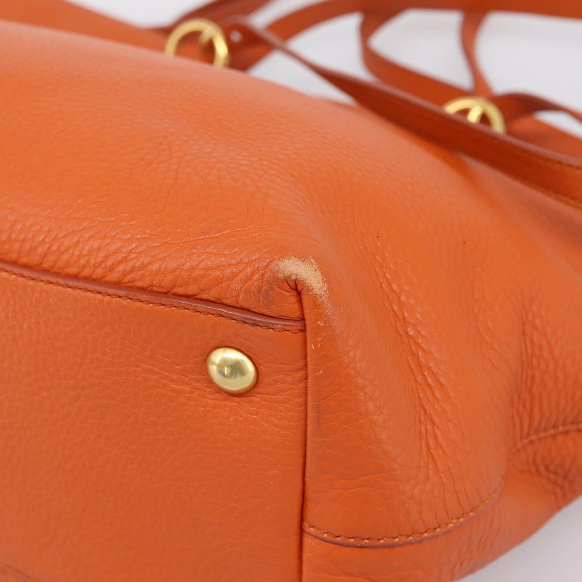 Miu Miu Tote Bag Leather 2way Orange Gold Tone Auth BA16090