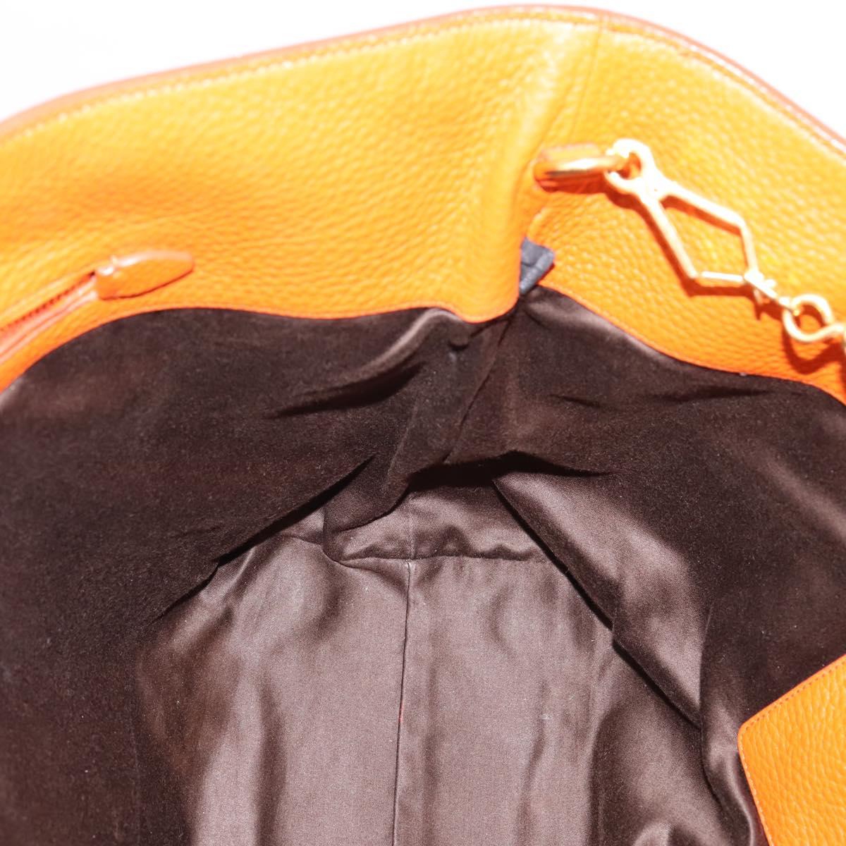 Miu Miu Tote Bag Leather 2way Orange Gold Tone Auth BA16090