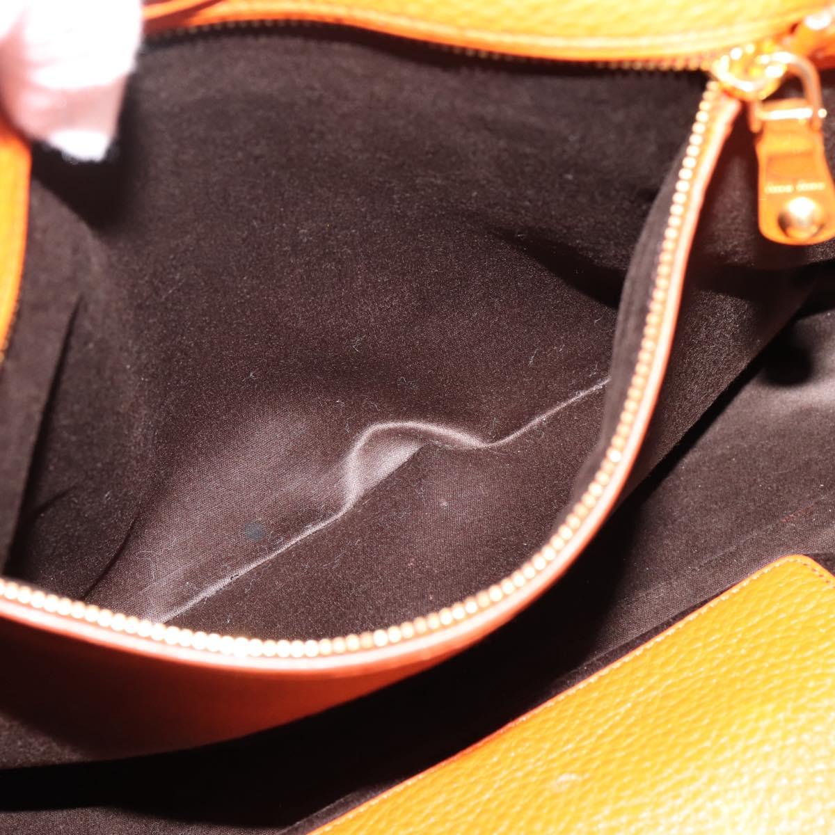 Miu Miu Tote Bag Leather 2way Orange Gold Tone Auth BA16090