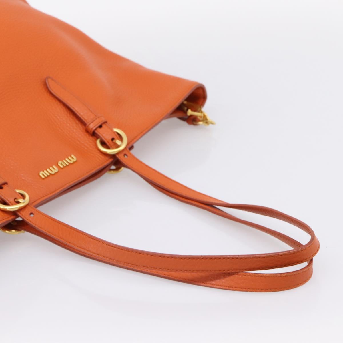 Miu Miu Tote Bag Leather 2way Orange Gold Tone Auth BA16090