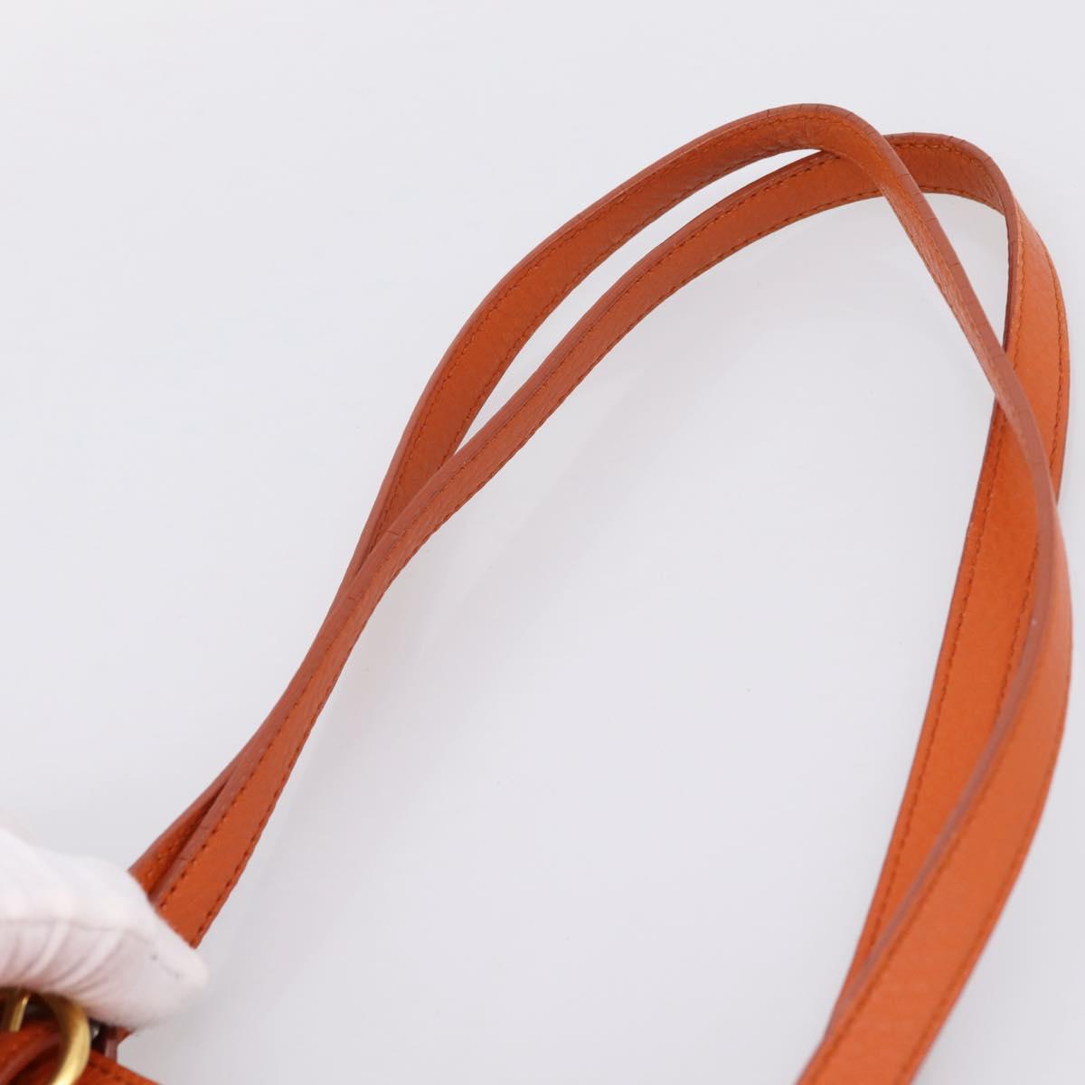 Miu Miu Tote Bag Leather 2way Orange Gold Tone Auth BA16090