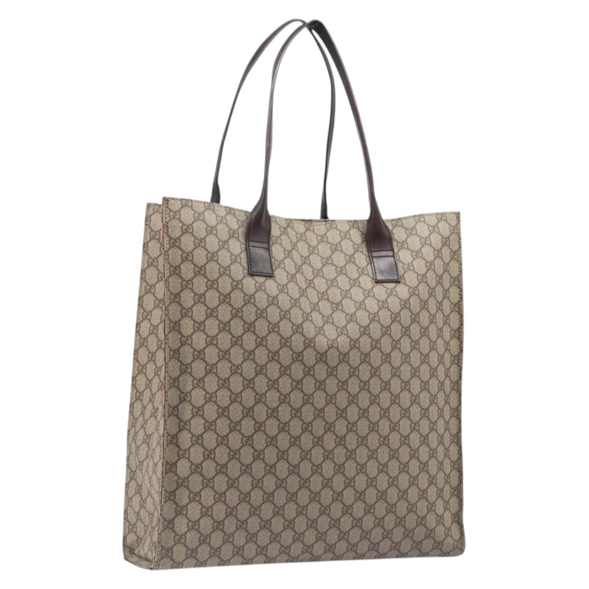 GUCCI GG Supreme Tote Bag PVC Beige 91250 Auth BA16093
