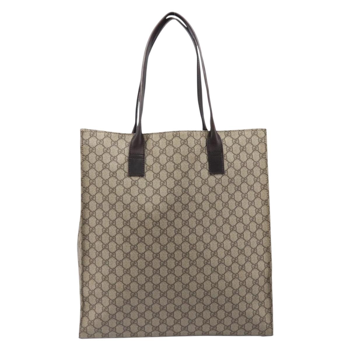 GUCCI GG Supreme Tote Bag PVC Beige 91250 Auth BA16093
