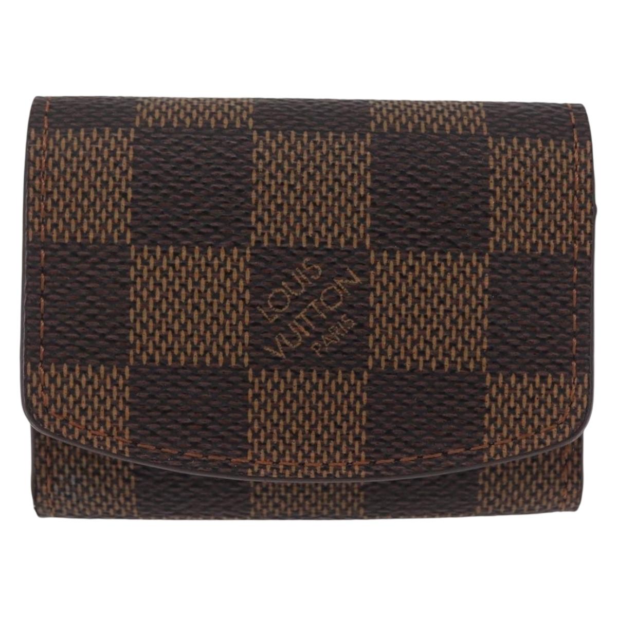 LOUIS VUITTON Damier Ebene Cuffs & Cuff Case Ag925 Silver LV Auth BA16096V