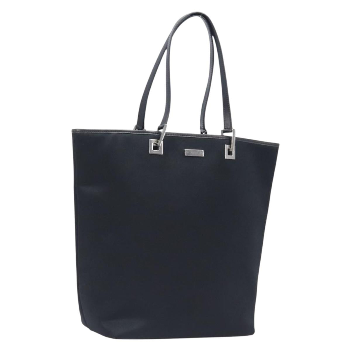 GUCCI Tote Bag Nylon Black Silver 002 1098 Auth BA16099