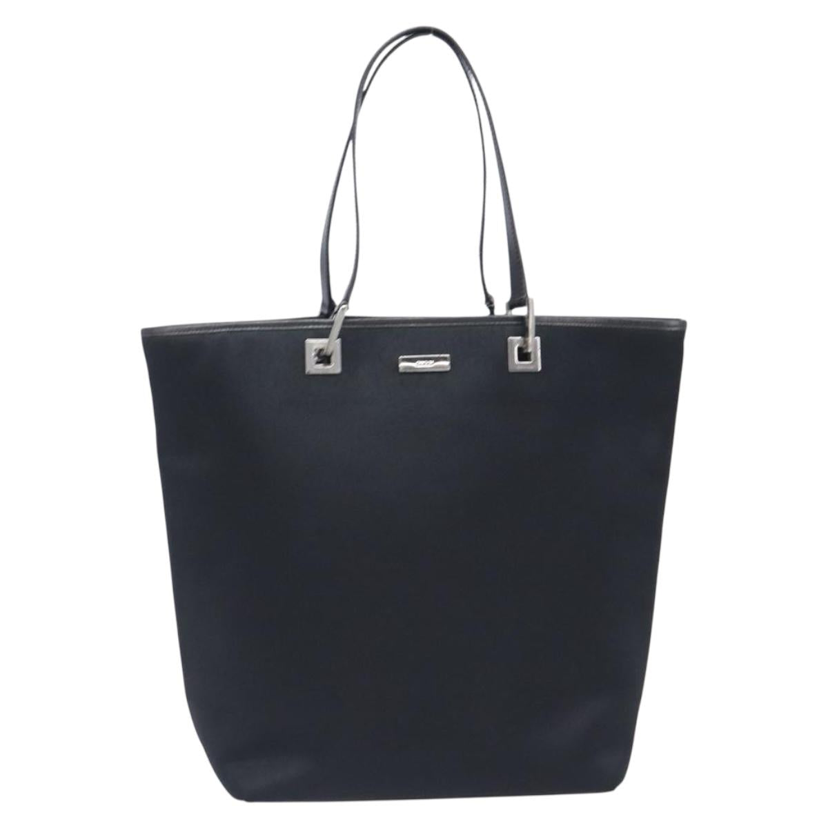 GUCCI Tote Bag Nylon Black Silver 002 1098 Auth BA16099