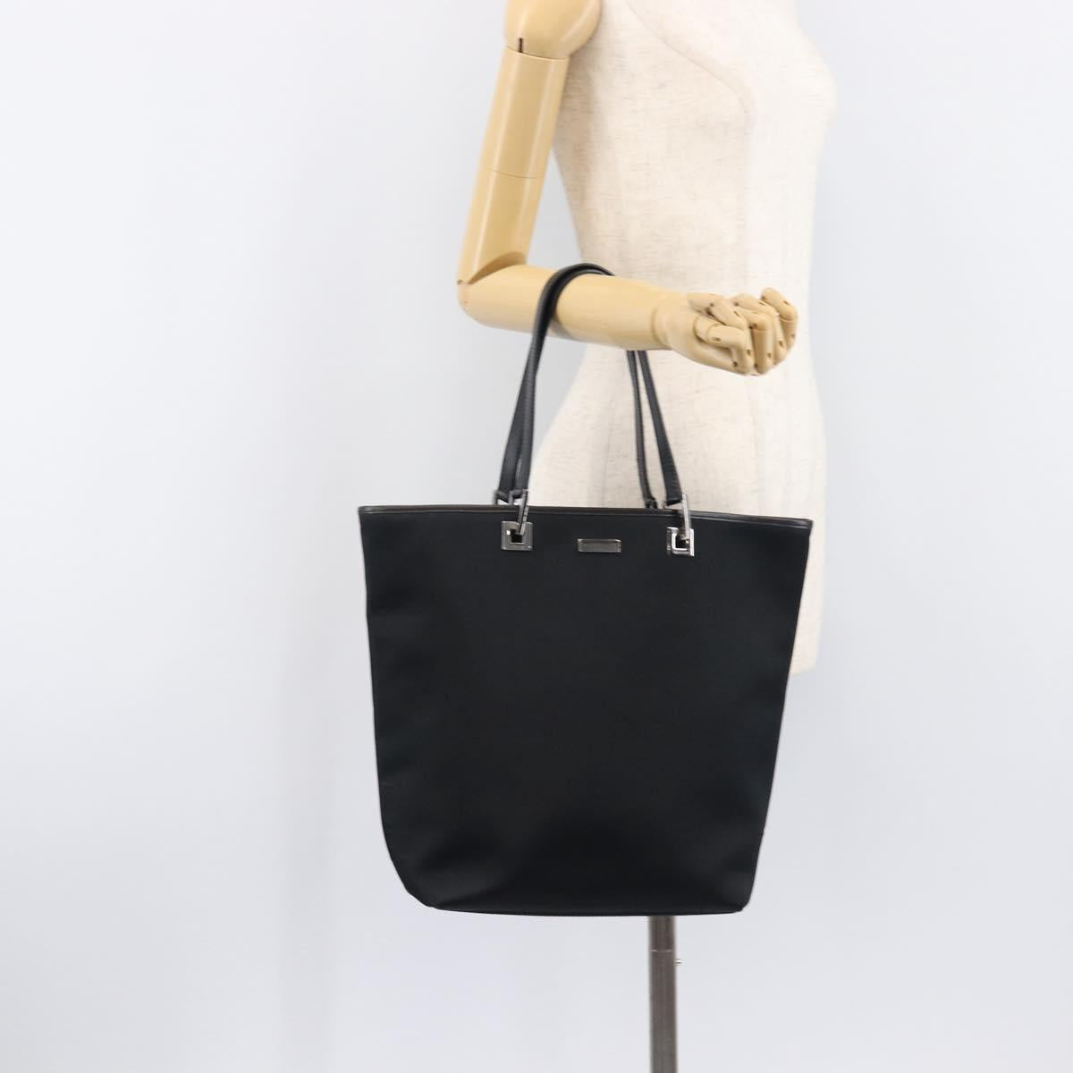 GUCCI Tote Bag Nylon Black Silver 002 1098 Auth BA16099